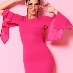 Freehand by The Indian Garage Co Cape Sleeves Bodycon Dress-picture-14