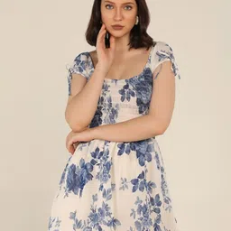 STARIN Floral Printed Georgette A-Line Mini Dress-picture-36