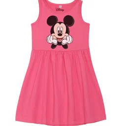 Disney by Wear Your Mind Girls Pink Mickey Mouse Print Cotton Dress-picture-20