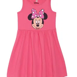 Disney by Wear Your Mind Girls Pink Minnie Mouse Printed Dress-picture-13