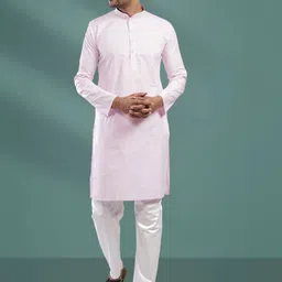 Lightpole Pink Mandarin Collar Long Sleeves Cotton Kurta-picture-13