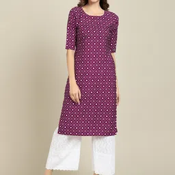 7Threads Women Multicoloured Ethnic Motifs Printed Block Print Crepe Kurta-picture-35