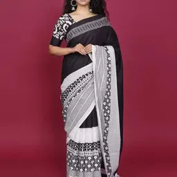 KIAARON Ethnic Motifs Block Print Saree-picture-16