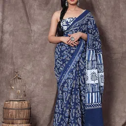 JALTHER Ethnic Motifs Block Print Saree-picture-13