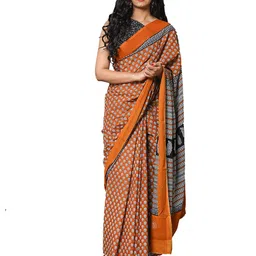 JALTHER Ethnic Motifs Printed Pure Cotton Saree-picture-20