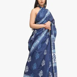 KIAARON Ethnic Motifs Pure Cotton Block Print Saree-picture-30