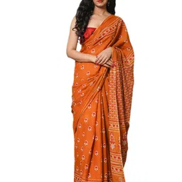 clothonus Floral Pure Cotton Block Printed Saree-picture-17
