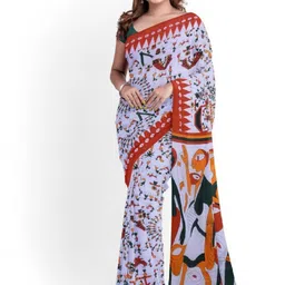 Sanganeri Print Warli Mulmul Cotton Block Print Saree-picture-15