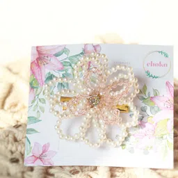 Choko Girls Off White & Pink Embellished Alligator Hair Clip-image-39