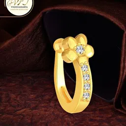 Vighnaharta Set of 2 Gold Rhodium-Plated  CZ Stone-Studded Clip-On Nosepin-picture-39