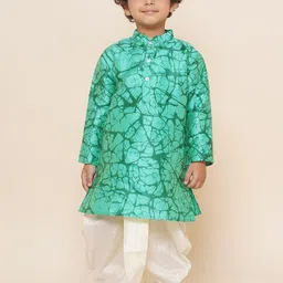 Sethukrishna Boys Mandarin Collar Abstract Printed Kurta with Dhoti Pants-picture-19