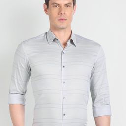 Arrow New York Slim Fit Horizontal Striped Spread Collar Formal Shirt-picture-18