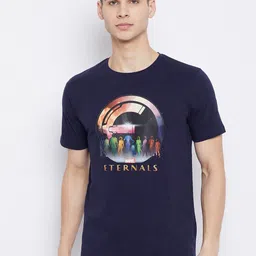 Marvel by Wear Your Mind Men Navy Blue Printed T-shirt image 1