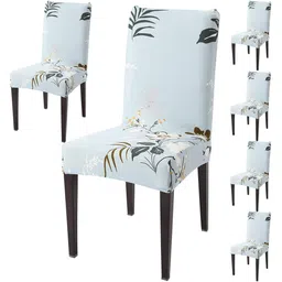 HOKIPO Blue & White 6 Pieces Printed Stretchable Chair Covers-image-39