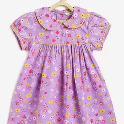 Campana Floral Print Peter Pan Collar Puff Sleeve Empire Dress-picture-39