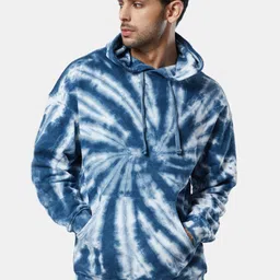 The Souled Store Men Tie & Dye Sapphire Swirl Pure Cotton Hooded Oversized Sweatshirt-image-85
