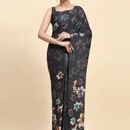 RACHNA Floral Printed Satin Fusion Mangalagiri Saree-image-70