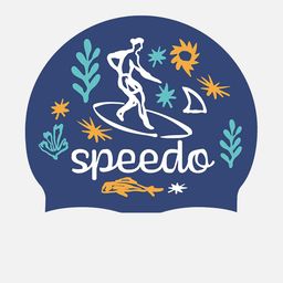 Speedo Kids Surfing Slogan Print Silicone Swim Cap-picture-46