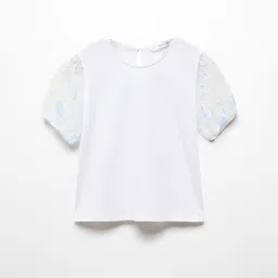 Mango Kids Girls Embroidered Sleeves Cotton Top-image-48