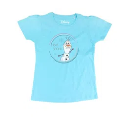 Frozen Girls Blue Frozen Printed Round Neck Pure Cotton T-shirt-image-61