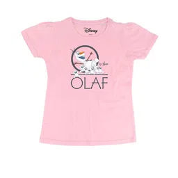 Frozen Girls Pink Frozen Printed Round Neck Pure Cotton T-shirt-image-79