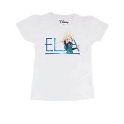 Frozen Girls White Frozen Printed Round Neck Pure Cotton T-shirt-image-44
