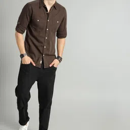 Roadster Men Coffee Brown Pure Cotton Sustainable Casual Shirt-image-54