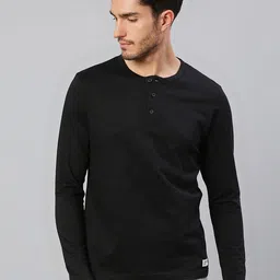 Dennis Lingo Men Black Henley Neck Pure Cotton T-shirt-picture-29