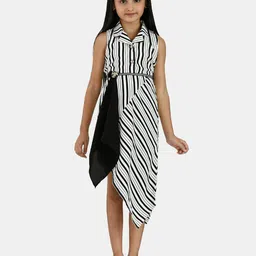 Peppermint Girls Black Striped Satin Shirt Dress-picture-52