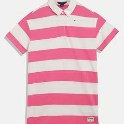 Tommy Hilfiger Girls Striped Polo Collar Pure Cotton T-shirt-picture-22