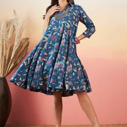 InWeave Floral Printed Shirt Collar A-Line Dress-picture-11