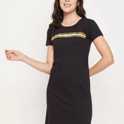 Mast & Harbour Black Pure Cotton T-shirt Dress-picture-31