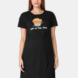 The Mom Store Women Black Printed Maternity T-shirt Dress-picture-30