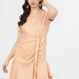 Tokyo Talkies Peach-Coloured Shirt Dress-picture-20