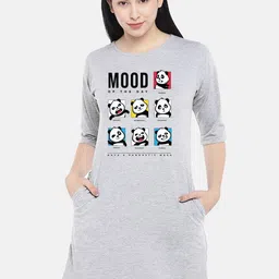 STATUS MANTRA Grey Print T-shirt Dress image 1