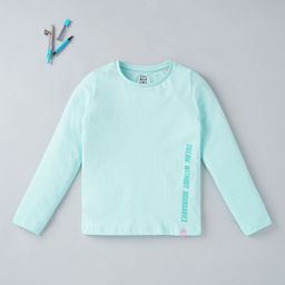 Ed-a-Mamma Girls Blue Typography Printed Cotton T-shirt-picture-30