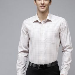 Blackberrys Men Off White India Slim Fit Grid Tattersall Checked Formal Shirt-picture-22