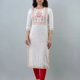 STYLE ANGEL Embroidered & Printed Round Neck Straight Kurta-picture-23