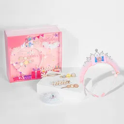 HAIR DRAMA CO. Girls Set of 6 Embellished 1 Tiara, 1 Hair Ties & 4 Hair Pins Gift Box-picture-12