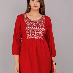 HIGHLIGHT FASHION EXPORT Ethnic Motif Embroidered Peplum Top-picture-33