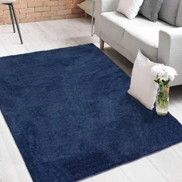 Saral Home Blue Solid Anti-Skit Carpet image 1