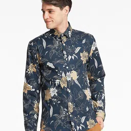 LINDBERGH Men Navy Blue Floral Printed Slim Fit Casual Shirt-picture-25
