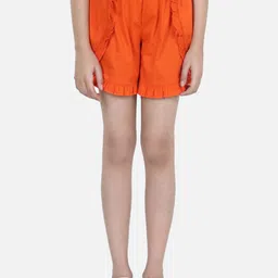 Cutiekins Girls Orange Regular Fit Cotton Shorts-image-10