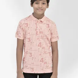 Crimsoune Club Boys Slim Fit Typography Printed Polo Collar T-shirt-image-12