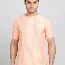 Greenfibre Men Striped Round Neck Cotton Slim Fit T-shirt-picture-26