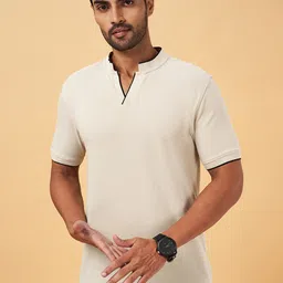 BYFORD by Pantaloons Mandarin Collar Slim Fit Cotton T-shirt-picture-32