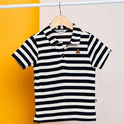 Stylo Bug Boys Striped Polo Collar Monochrome Applique Slim Fit T-shirt-picture-25