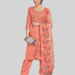 TAVAS Floral Embroidered Gotta Patti Unstitched Dress Material-picture-11