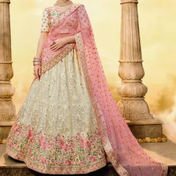 ODETTE Embellished Sequinned Semi-Stitched Lehenga & Unstitched Blouse With Dupatta-image-45