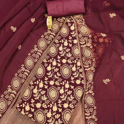 SHADOW & SAINING Floral Embroidered Unstitched Dress Material-picture-21